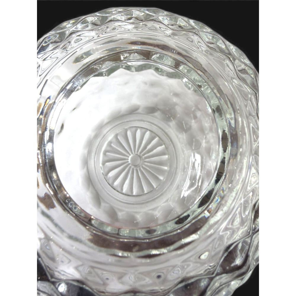 Vintage Indiana Glass Diamond Quilt Fairy Lamp – Pressed Glass Candle Holder - Picture 3 of 5